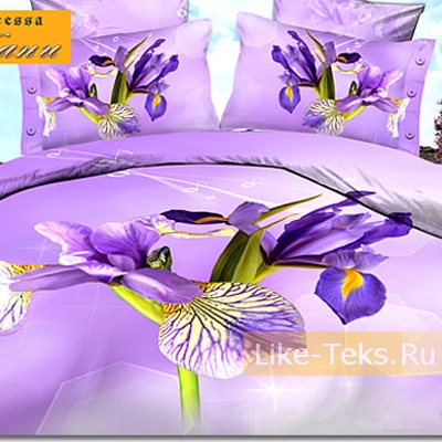 Комплект Сатин 3D ИРИС ФИОЛЕТОВЫЙ
